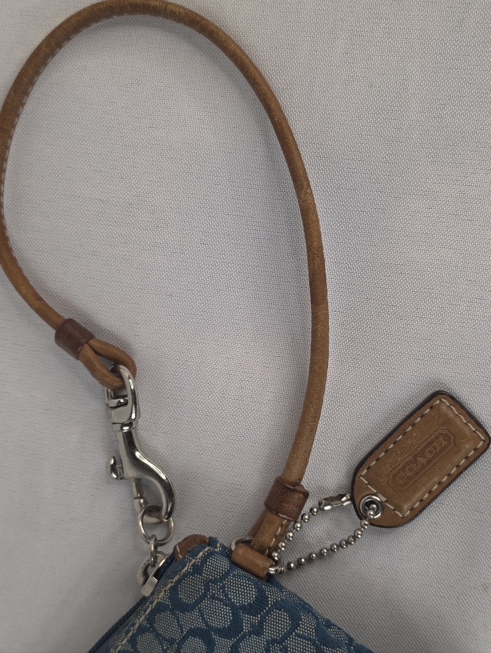 Coach Vintage Y2K Denim Suede Signature Wristlet Pouch Blue Small - Picture 9 of 11